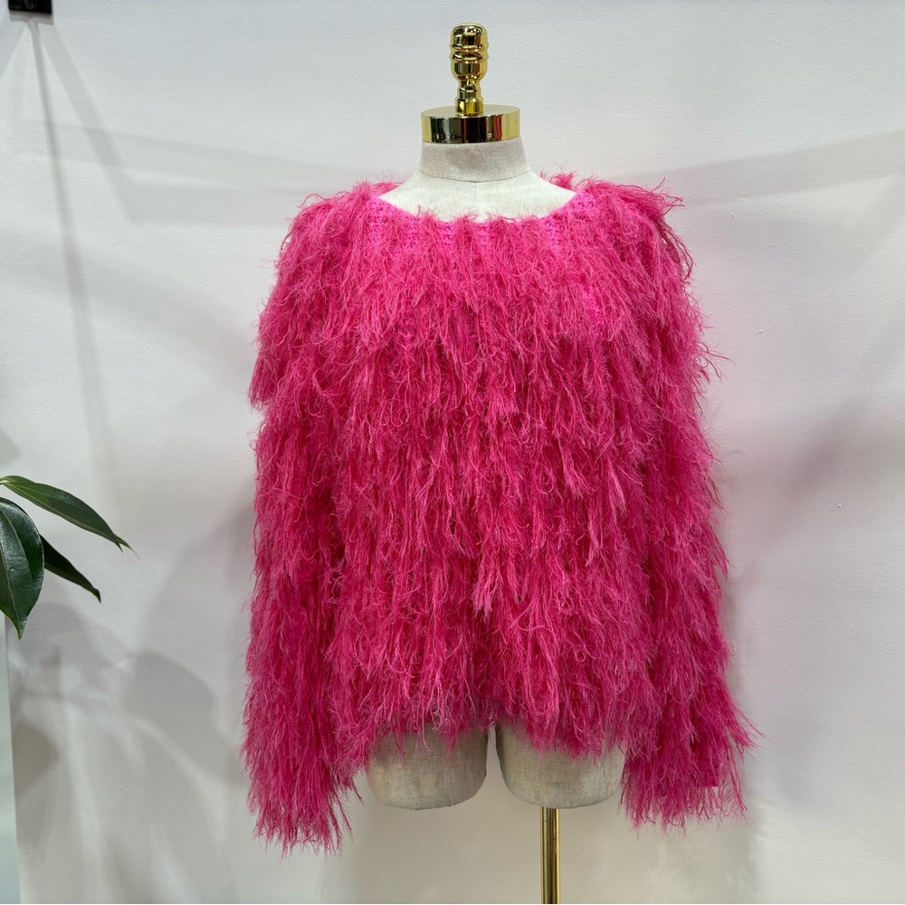 Oscar de la Renta Vibrant Pink Fuzzy Sweater
